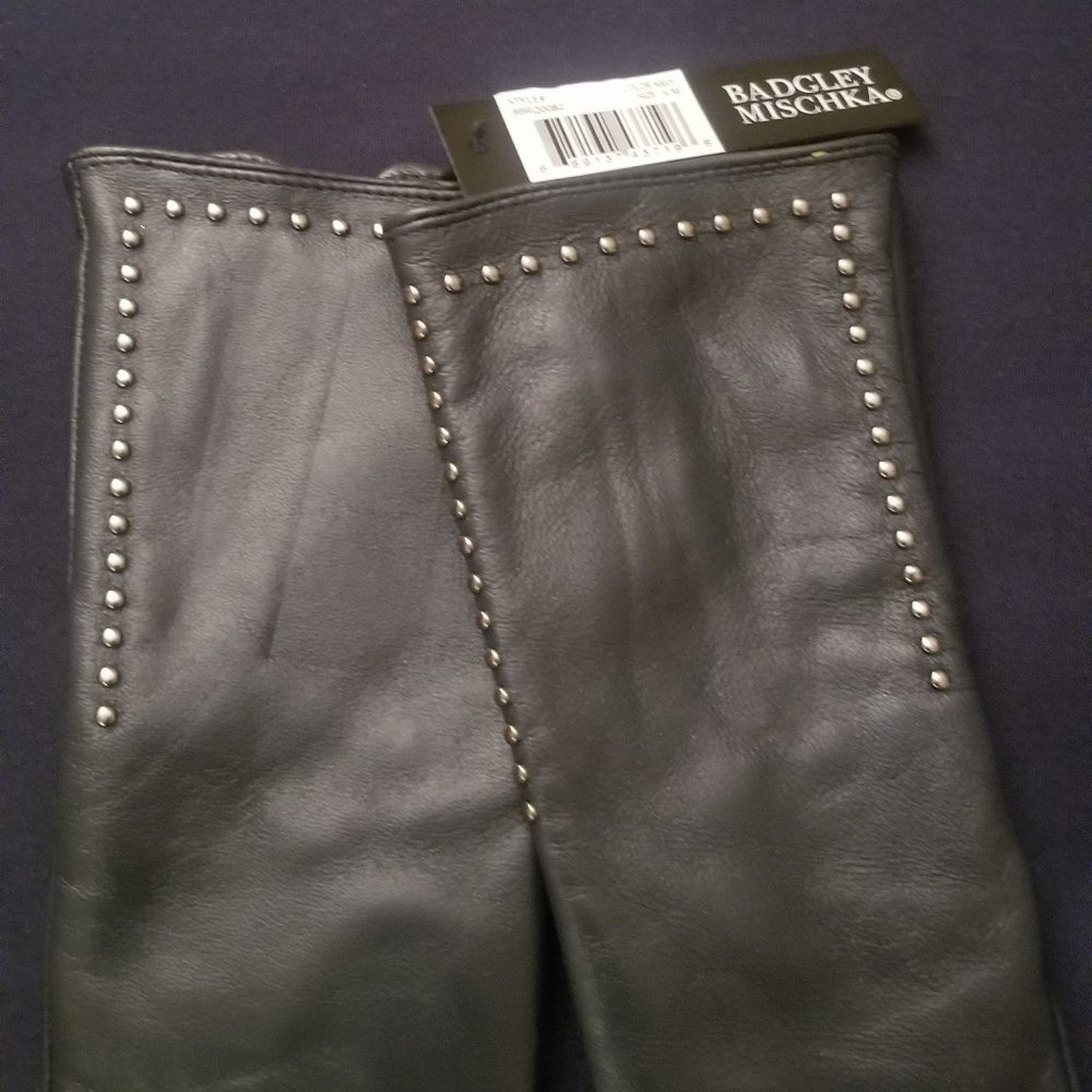 Beautiful blue studded leather gloves